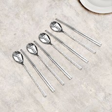 Willive 304不鏽鋼 Marbre 餐具組, 湯匙 + 筷子, 亮面銀