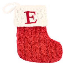 聖誕紅刺繡字母聖誕襪, 紅色 字母E, 1個