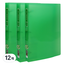투명 프론티어 프리미엄 A4 2cm D링 바인더 3공, 녹색, 12개
