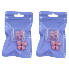 Misoroun 飛機用睡眠矽膠耳塞 2p + 耳帽 4p + 收納盒組 粉紅色, 2套