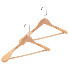 西裝原木衣架, 自然木頭色, 2個
