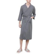 Woni家 情侶華夫格浴袍 XL, 1個, 灰色
