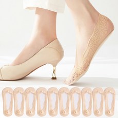 Doobalro 女性用防滑蕾絲船型襪10雙組