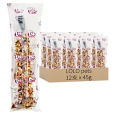 LOLO pets 小型鸚鵡棒棒糖 綜合水果 12支, 540g, 1盒