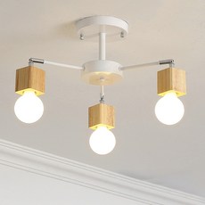 HONEY COMB 蜂巢燈飾 北歐風原木半吸頂三燈, 寬50公分, 高24公分, 鋼材烤漆, HC20258