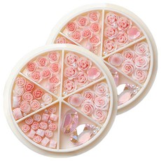 花朵混合寶石美甲飾品組 KN-P107, 混合色(KN-P1074), 2套