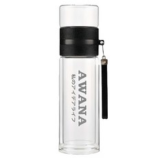 AWANA 茶水分離濾網玻璃杯, 黑色, 250ml, 1個