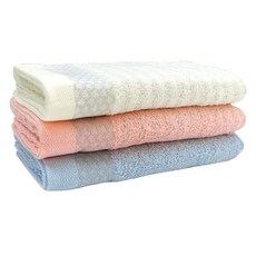 TELITA 石墨烯蜂巢緞條毛巾 3條 66g, 蜂巢緞條 黃色 + 紅色 +藍色, 1包