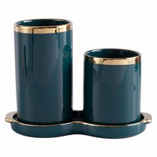 nature times 陶瓷餐具收納筒 祖母綠, 1組, 深綠色