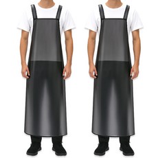 아루카 주방 방수 원피스 롱앞치마 업소용, 반투명 블랙, 2개
