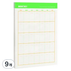 비팬시 하이라이트 메모패드 먼슬리 M, 형광, 60매, 9개