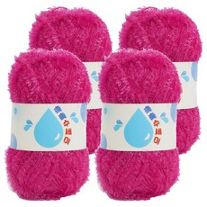 쎄비 촉촉 수세미 뜨개실, 핫핑크, 4개