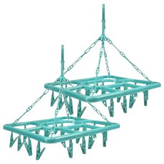 方型曬衣架 20夾, 綠色, 2組