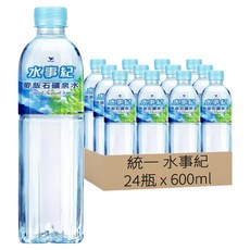 統一 水事紀 麥飯石礦泉水, 600ml, 24瓶