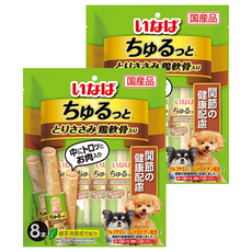 INABA 汪啾嚕肉泥捲心條 關節保健配方 8入, 雞肉 + 雞軟骨, 2袋, 112g