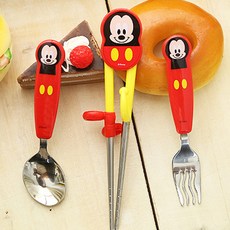 LILFANT 孩童米奇造型學習筷+湯匙+叉子組, 紅色, 1組