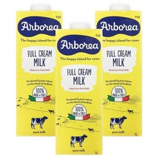 Arborea 全脂UHT牛乳, 義大利高品質牛乳, 超高溫滅菌處理, 1L, 3瓶