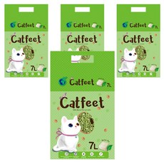 Catfeet 天然環保豆腐砂 7L 快速凝結 低粉塵, 綠茶, 4袋