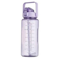 手提大容量水壺 附吸管, 2L, 紫色(半透明)
