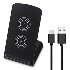 홈플래닛 광폭 듀얼코일 PD15W 무선고속충전 탁상용 거치대 + C타입 케이블, 블랙, 1개