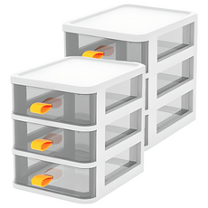 Market Plan Kling 透明桌上型3層收納盒, 2個, 白色