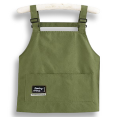 Yomopic簡約背帶口袋防水圍裙 短, 1個, 卡其色