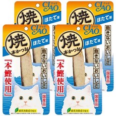 INABA CIAO 啾嚕 本鰹燒魚柳條, 日本國產品, 綠茶消臭成分配合, 土佐清水港直接輸送本鰹, 肉質柔軟, 干貝, 4包, 25g