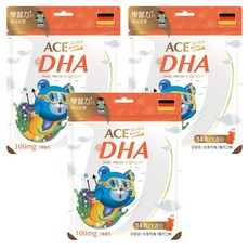 ACE SUPER KIDS DHA 機能Q, 橘子口味, 無腥味, 補充孩童營養, 2.8g, 14顆, 3包