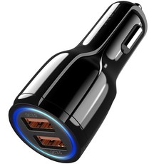 Saenghwalgongsik USB雙孔汽車充電器, 黑色, 單品