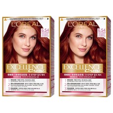 로레알파리 엑셀랑스 크림 염색제, 654호라이트코퍼마호가니, 2개
