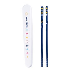 Richell 利其爾 兒童訓練筷第二階段, 附筷子收納盒, 方便外出攜帶, 適用年齡4-6歲, 藍, 1組