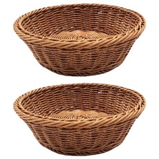 圓形藤條多用途收納籃, 橡木色, 2個