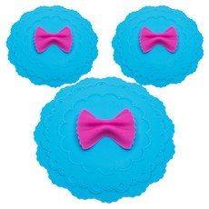 BEATRICE 碧翠絲 矽膠防塵杯蓋, 食品級矽膠 安全無毒 蝴蝶麵造型 時尚美觀 特殊設計 防漏防塵 PVC禮盒包裝, 直徑11.5公分, 藍底, 3個