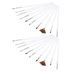 白色10種凝膠指甲刷套裝, 混色, 2組