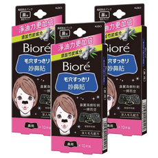 Biore 蜜妮 台灣公司貨 女用妙鼻貼 黑竹炭, 3盒, 10片