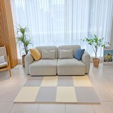 Soriana 兒童雙面粉彩遊戲地墊 4入, 1套, 灰色 + 象牙白