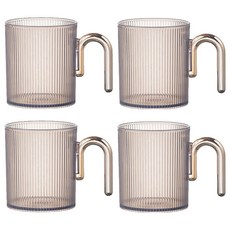 THE ZAKKA 簡約圓弧把手透明漱口杯, 4個, 灰色