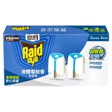 Raid 雷達 超智慧薄型液體電蚊香組 電蚊香器 2個 + 補充瓶41ml 2瓶 無臭無味, 82ml, 1組
