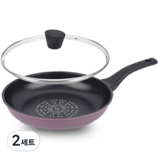 Kitchen-Art 優質粉彩平底鍋+玻璃鍋蓋組, 2組, 26cm