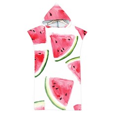 DREAMCATCHER 捕夢網 速乾吸水連帽毛巾衣 超細纖維材質不黏沙 耐高溫透氣防臭 泡湯可用, 140 x 75cm, 夏日西瓜, 1件