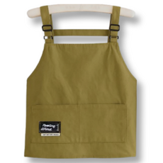Yomopic簡約背帶口袋防水圍裙 短, 1個, 米色
