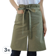 유니스토어 허리형 베이직 엉덩이덮개 라이크코튼 앞치마, 라이트카키, 3개