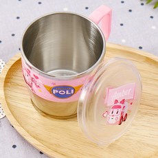릴팡 로보카폴리 엠버 손잡이뚜껑스텐컵 AMB1750, 혼합 색상, 1개