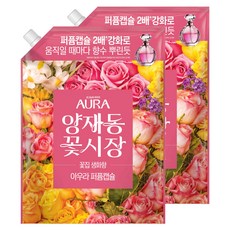 아우라 퍼퓸캡슐 초고농축 섬유유연제 양재동꽃시장 리필, 1.7L, 2개