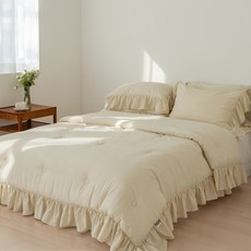 Yesbedding 柔軟的美容水洗荷葉邊薄被組