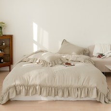 그래이불 부드러운 그루밍 워싱 프릴 차렵이불 세트