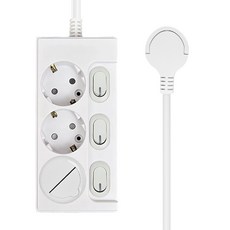 원스탑 재로갭 슬림 개별 스위치 멀티탭 3구 16A + 안전커버, 5m, 클린화이트, 1개