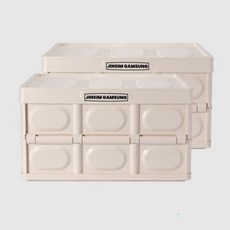 진심감성 다용도 수납 폴딩박스, 크림베이지, 2개