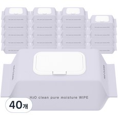 H2O클린 초순수 엠보싱 물티슈 캡형, 50g, 100매, 40개
