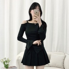 피어니스트 여성용 언발 오프숄더 셔링핏 티셔츠